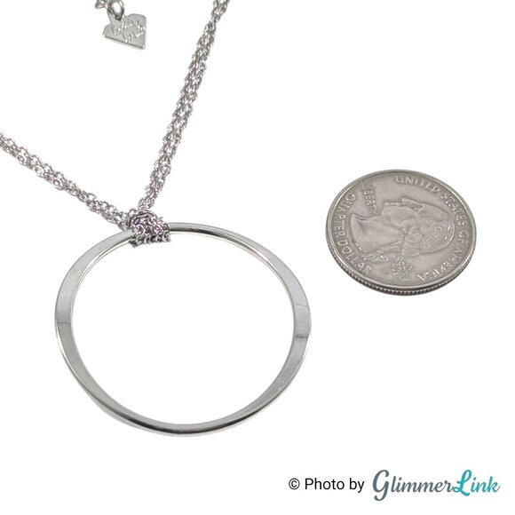 Cookie Lee Silver Tone Open Circle Minimalist Pendant Necklace - Picture 7 of 9